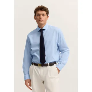 Businesshemd BUGATTI "Loose Fit", Herren, Gr. XXL, Normalgrößen, 320, hellblau, Canvas, 85% Lyocell, 15% Leinen, gestreift, loose fit, Hemden Businesshemd, gestreift aus Leinen-Mix