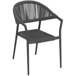 Ambia Garden Stapelsessel , Anthrazit , Metall, Textil , Rundrohr , 57.5x78x59.5 cm , Gartenmöbel, Balkonmöbel, Balkonstühle