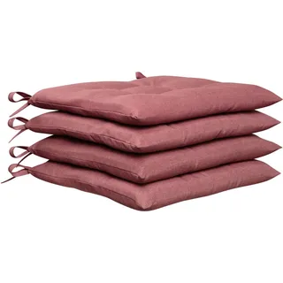 Peyer Syntex Sitzkissenset , Bordeaux , Textil , 4-teilig , Uni , Füllung: Schaumstoff , quadratisch , 40x40 cm , mittels Bändern zu befestigen, Fleckschutz , Heimtextilien, Wohntextilien, Sitzkissen
