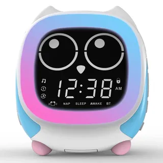 iTOMA Addo Kinder Wecker, Sonnenaufgang/Sonnenuntergang Simulation Nachttischlampe, wachsen Kinderuhr Trainer, weiße Geräusch Schlaf Geräusche Wake Up Clock Eule CKS912-2