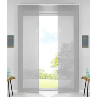 Gardinenbox Schiebegardine Klettband 245 x 60 cm Grau 2 St.