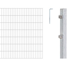 Bild Alberts 653088 Doppelstabmattenzaun als 26 tlg. Zaun-Komplettset | verschiedene Längen und Höhen | feuerverzinkt | Höhe 140 cm Länge 24 m