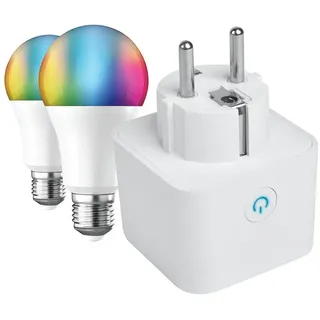 Muvit Io Smartes Paket: Smart Plug + 2700-6500k E27 A60 Glühbirnen 10w 2 Einheiten - Multicolour