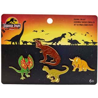 Loungefly PIN - Juarassic Park Pin Set - Jurassic Park Emaille-Nadeln - Amazon-Exklusiv - Niedliche Brosche Zum Sammeln - Für Rucksäcke & Taschen - Geschenkidee - Offizielle Handelswaren