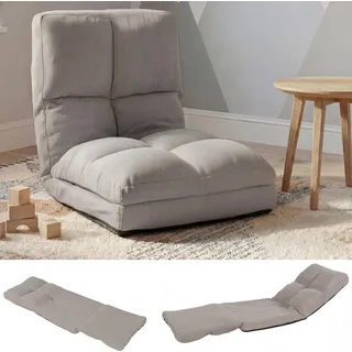 Bodensessel HWC-N45, Schlafsessel Klappsessel Funktionssessel, Schlaffunktion faltbar Stahlrahmen Samt hellgrau - Grau