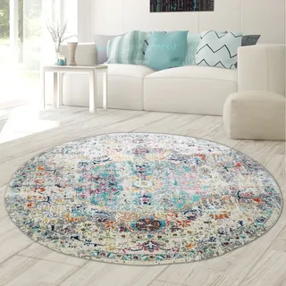 Teppich Orient Teppich Outdoor Wohnzimmerteppich Vintage bunt Größe - 120 cm Rund - Bunt