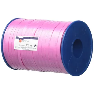 Präsent C.E. PATTBERG Geschenkband pink, 500 Meter Ringelband 5 mm zum Basteln, Dekorieren & Verpacken von Geschenken zu jedem Anlass