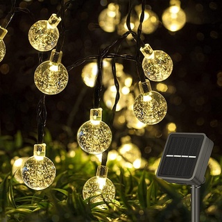 STANBOW Solar Lichterkette Aussen, 10M 100 LED Solarlichterkette Außen Wetterfest, Kristall Kugeln Lichterkette Draußen mit 8 Modi für Balkon, Gartendeko, Bäume, Terrasse, Hochzeiten (Warmweiß)