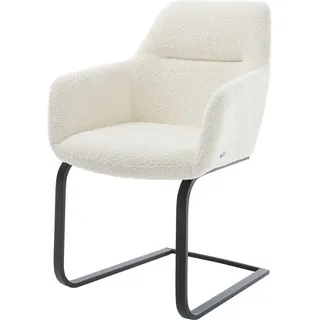 DeLife Freischwinger Pejo-Flex Bouclé Weiß Freischwinger flach Schwarz Taschenfederkern