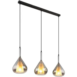 GLOBO 3-flg. 20 cm rund Schwarz/Grau Metall/Glas