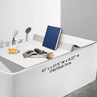 Ezcasch 70x170cm Badewannenabdeckung bis 6kg Belastbar - 7mm PVC Badewannenbretter Faltbare Badewannenablage Dämmplatte Staubdicht Wasserdicht für Haus Badewannen Badezimmer SPA Weiß