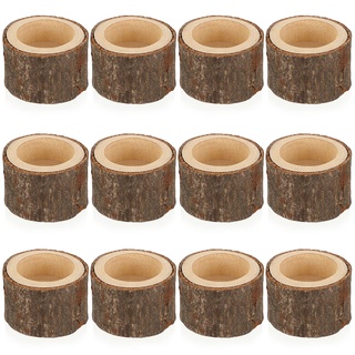 SUMNACON 12 Stück Teelichthalter Holz Votivkerzenhalter Kerzenleuchter Kerzenhalter Kerzenständer Dekoration für Tisch Hochzeit Weihnachtsfeier Valentinstag Heimdekoration(4CM,Braun)