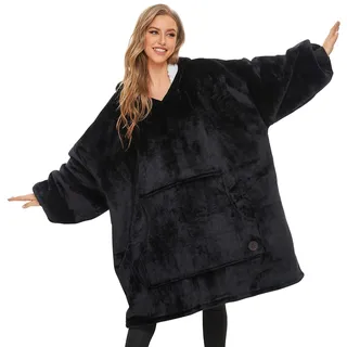 THREE POODLE Decken Hoodie Damen, Oversize Hoodie Decken Pullover Kuschelpullover für Damen Herren Kinder, Warm und Weiches Futter, Übergroßer Hoodie Sherpa-Decke, Verschiedene Muster Verfügbar