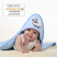bisoo Kapuzenhandtuch Baby - Baby Handtuch mit Kapuze 80x80 cm - Baby Badetuch für Neugeborene - 100% Türkische Baumwolle Oeko-Tex Zertifikat (Blau)