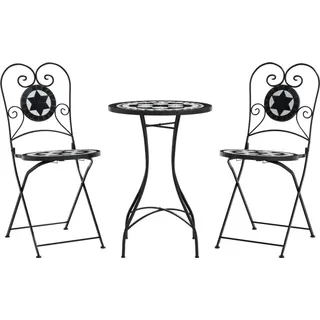 vidaXL Mosaik-Bistro-Set Schwarz und Weiß Eisen und Keramik