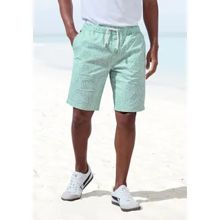 Shorts JOHN DEVIN "Bermuda", Herren, Gr. L, N-Gr, blau (türkis bedruckt), Web, Obermaterial: 97% Baumwolle, 3% Elasthan, bedruckt, regular fit kurz, Hosen Shorts, kurze Hose aus elastischer, gewebter Baumwollqualität