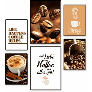 Artland Poster »Kaffee Vielfalt«, Kaffee Bilder, (Set, 6 St.), 6er Set, 2xDIN A3 / 4xDIN A4, ohne Rahmen, braun