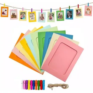 Fotokader 10 x 15 cm, 10er Set, DIY, Fotolijn mit Clips, 10 Farben