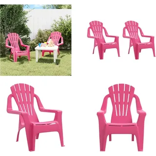 vidaXL Kinder Gartenstühle 2 Stk. Rosa 37x34x44 cm PP Holzoptik - Gartenstuhl - Gartenstühle - Liegestuhl - Gartensitzmöbel - Rosa