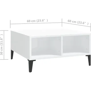 vidaXL Couchtisch Hochglanz-Weiß 60 x 60 x 30 cm
