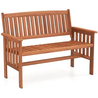 FANTASK 2-Sitzer Balkonbank Holz, 119 x 59,5 x 89 cm, Gartenbank wetterfest mit Armlehnen, Parkbank, Terrassenbank, Parkbank für Terrasse, Balkon, Garten