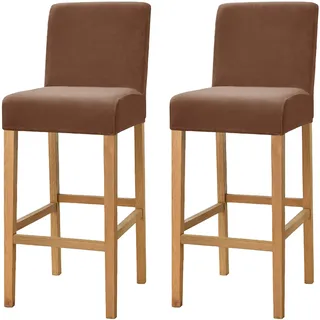 Dimatic Samt Plüsch Stuhl Abdeckung Theke Pub Bar Hocker Stuhl Slipcover für Esszimmer Cafe Barhocker Slipcover Möbelschutz Anti-Rutsch-Bezug mit elastischem Boden, 2er Set, Braun