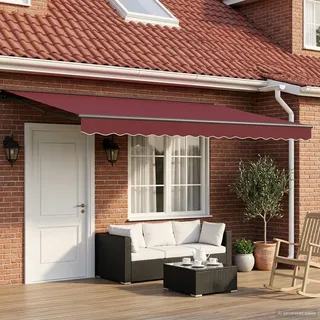 vidaXL Manuell einziehbare Markise Bordeauxrot 4,5 x 3,5 m - Grau