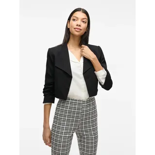 Kurzblazer VILA "VIHER BIN CROPPED BLAZER - NOOS", Damen, Gr. 34, schwarz, Web, Obermaterial: 92% Polyester, 8% Elasthan, unifarben, loose fit kurz, Blazer Kurzblazer, Materialmix, loose fit
