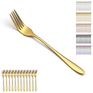 Berglander Gold Tafelgabel Set mit 12 Stück 20.5cm, Edelstahl Gabel Set, Gabeln für das Abendessen für Zuhause, Restaurant, tägliches Essen, leicht zu reinigen und spülmaschinenfest