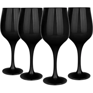 Glasmark Krosno Weinglas 0,3L Für Rotwein Weingläser 4er Set Gläser Für Rotwein Weisswein Rotweinglas Rotweingläser Weissweingläser Wein Kelch Glas Spülmaschinenfest Schwarz 4 x 300 ML