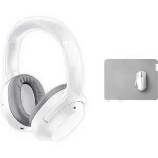Razer Opus X - Kabelloses Headset mit niedriger Latenz und ANC-Technologie Mercury Weiß & Pro Glide - Weiches Mauspad für Komfort und Produktivität im Büro (Texturierte Stoff-Oberfläche) Weiß