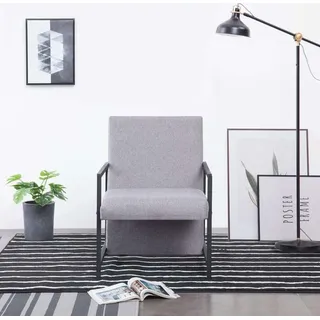 The Living Store Armlehnsessel Hellgrau Stoff - Grau