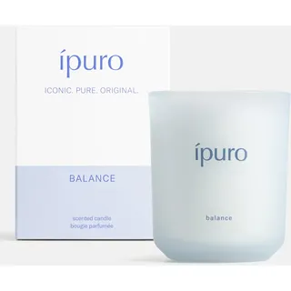 ipuro Classic Duftkerze im Glas BALANCE 270g - dekorative Duftkerze mit maritimen Noten, Orange & Bergamotte, Wasserlilie & weißem Tee - Kerzen mit langanhaltendem Duft - Raumduftkerze hellblau