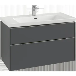 Villeroy & Boch Subway 3.0 Waschbeckenunterschrank, 2 Auszüge, 973x576x478mm, C57000AF, Farbe: Front/Korpus: Soft Green, Griff: Aluminium glänzend