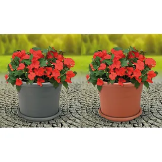 Alpfa CIL Blumentopf 30cm inkl. passendem Untersetzer anthrazit