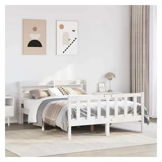 vidaXL Massivholzbett ohne Matratze Weiß 140x190 cm Kiefernholz