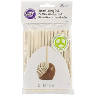 Wilton Bamboo Lollipop Sticks, 12 cm, 30 Stück | Bambusstäbchen für Cake Pops, Lutscher und mehr, Stabil und Lebensmittelecht, Passend für Lollipop-Formen