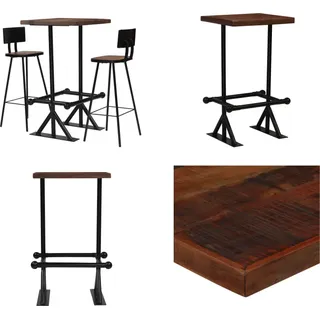 vidaXL Bar Set 3 tlg. Altholz Massiv - Bar-Set - Bar-Sets - Bartisch Und Barhocker - Bartisch - Braun