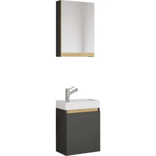 VCM Badschrank Gäste-WC Waschbecken Cosila", - Grau, Hellbraun