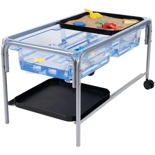 edxeducation Sand- und Wassertisch - Sensorischer Tisch für Kinder - 58 cm hoch - Stahlrahmen - Inklusive 2 Mini-Tuff-Schalen und Stöpsel - Indoor und Outdoor