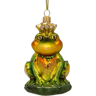 SIKORA Frosch mit Krone besondere Weihnachtskugel Glas Christbaumschmuck Deko Figur Weihnachten Anhänger Ornament - Meisterstücke - BS748