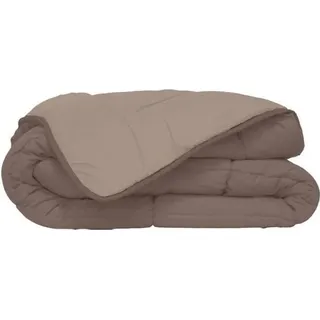 Leichte Mikrofaserdecke Hudson, 140x200cm, 200g/m2, Taupe & Leinen, Quadratisch gesteppt