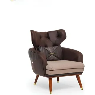 Einsitzer Sofa Couch Sessel Ohrensessel Polster Möbel Fernseh Relax - Braun