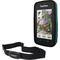 TwoNav Cross Plus + Brust-Herzfrequenzmesser, Outdoor GPS mit 3,2-Zoll-Bildschirm für MTB, Fahrrad, Trekking, Wandern oder Navigation mit Karten. Farbe Türkis
