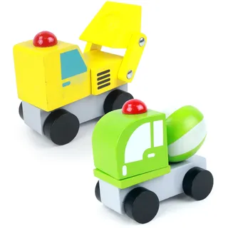 PLANÈTE Bois - Baufahrzeug zum Zusammenbauen - FSC - 053361-1 Stück - Zufallsmodell - Holz - Kinderspiel - Freizeit - 8 cm x 5 cm - Ab 18 Monaten