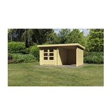 KARIBU Gartenhaus »ASKOLA 3«, Holz, BxHxT: 419 x 222 x 297 cm (Außenmaße inkl. Dachüberstand) - beige