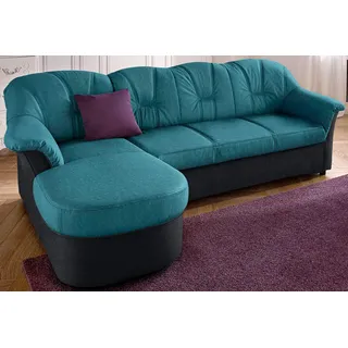 DOMO collection Ecksofa »Flores Schlafsofa, B/T/H: 233/142/86 cm, L-Form« wahlweise mit Bettfunktion, wahlweise mit Federkern, auch in Leder, schwarz