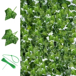 Noa Home Deco Efeu Künstlich Girlande Efeu Girlande12 Stück 2.2m Kunstpflanze Hängend Fake Efeus für Küche Hochzeit Balkon Garten Party Dekoration Büro Wanddekoration