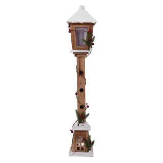 LED Holz Laterne 81 cm - Deko Wegleuchte mit 15 LED - Weihnachtsdeko Stehlampe