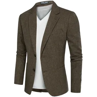 PJ PAUL JONES Blazer mit Fischgrätenmuster, britische Wollmischung, Sportmantel, Braun-Hahnentritt, XX-Large